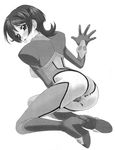  00s 1girl antenna_hair aoi_anna artist_request ass breasts female leotard looking_back monochrome shinkon_gattai_godannar!! short_hair 