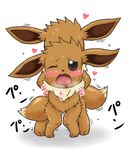  &lt;3 3_toes black_nose blush brown_nose chest_tuft eevee female from_behind_position looking_pleasured male male/female nintendo one_eye_closed open_mouth pok&eacute;mon pussy_juice pussy_juice_on_floor red_eyes sex toes tongue tuft video_games エニージ(ドм) 