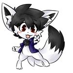  2016 black_nose canine clothed clothing digital_media_(artwork) earth_fox earthb-kun fennec feral fox fur hair looking_at_viewer male mammal peace_sign_(disambiguation) red_eyes smile solo standing tongue white_fur 