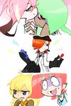  4girls emerald_sustrai multiple_girls neo_(rwby) neon_katt panty_&amp;_stocking_with_garterbelt parody roman_torchwick rwby taneuki yang_xiao_long 