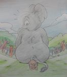  big_butt butt elephant jpp jungle male mammal mouse rodent sitting traditional_media_(artwork) 