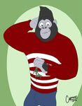  2016 anthro ape christmas clothed clothing digital_media_(artwork) gorilla holidays johnny lilbocreeps male mammal mistletoe open_mouth plant primate simple_background sing_(disambiguation) 