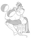  anthro big_breasts breasts cabigoola clothed clothing equine female horse huge_breasts hyper hyper_breasts mammal monochrome muscular nipple_bulge nude sitting solo 