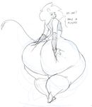  anthro big_butt butt clothed clothing english_text feline fishnet girly huge_butt lion looking_at_viewer male mammal monochrome nipples obese overweight skimpy solo text whatinsomnia 