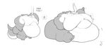  anthro belly big_belly feeding fish hyper hyper_belly inflation male marine monochrome morbidly_obese obese overweight shark sitting solo standing whatinsomnia 