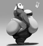  anthro bear kung_fu_panda looking_at_viewer male mammal monochrome obese open_mouth overweight panda po solo standing whatinsomnia 