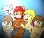 2011 anthro bear big_breasts breasts female female/female flat_chested group human human_on_anthro interspecies jurassiczalar mammal nipples nude polar_bear source_request 