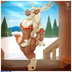  aaron_(artist) anthro antlers cervine erection frozen_(movie) horn humanoid_penis male mammal penis reindeer solo sven_(frozen) 