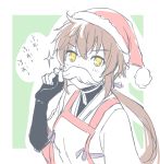  1girl armor blush christmas facial_hair long_hair looking_at_viewer lora_(xenoblade_2) mizuki_riko mustache nintendo parted_lips pauldrons red_hair short_hair simple_background smile white_hair xenoblade_(series) xenoblade_2 xenoblade_2:_ogon_no_kuri_ira yellow_eyes 