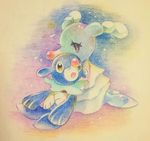  asakirirokuyu blue_boy brionne cute duo hug mammal marine nintendo pinniped pok&eacute;mon popplio seal sketch surprise traditional_media_(artwork) video_games watercolor_(artwork) 