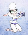  2016 anthro artbirchly_(artist) bell bra caprine clothing dawn_bellwether disney eyelashes eyewear female glasses green_eyes hooves kneeling looking_at_viewer mammal panties sheep simple_background underwear wool zootopia 