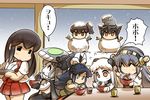  6+girls =_= akagi_(kantai_collection) arrow black_hair blank_eyes bodysuit bowl brown_eyes brown_hair cape character_print chopsticks closed_eyes collar comic commentary cup dango detached_sleeves eating expressionless flying_sweatdrops food green_tea grey_hair hair_ornament hair_ribbon hairband hairclip hakama haruna_(kantai_collection) hat headgear hisahiko holding holding_bowl holding_chopsticks holding_spoon horns i-class_destroyer japanese_clothes kaga_(kantai_collection) kantai_collection katsuragi_(kantai_collection) kotatsu long_hair long_sleeves md5_mismatch mochi multiple_girls nagato_(kantai_collection) nontraditional_miko northern_ocean_hime open_mouth orange_eyes ponytail red_hakama ribbon shinkaisei-kan shiruko_(food) short_sleeves side_ponytail sitting sleeves_rolled_up smile snow snowing snowman spoon steam table tasuki tea tentacles thighhighs translated tray veranda wagashi white_hair wide_sleeves wo-class_aircraft_carrier younger yunomi 