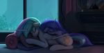  blue_hair cutie_mark detailed_background duo equine eyelashes feathers female feral friendship_is_magic fur hair hooves horn lying mammal my_little_pony nude princess_celestia_(mlp) princess_luna_(mlp) rodrigues404 sleeping smile white_feathers white_fur winged_unicorn wings 