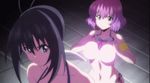  2girls animated animated_gif black_hair breast_press breasts kaminashi_nozomi kawai_hanabi keijo!!!!!!!! large_breasts multiple_girls purple_hair subtitled swimsuit 