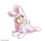  alasou alpha_channel blue_eyes costume equine female feral fluttershy_(mlp) friendship_is_magic fur hair hooves lying mammal my_little_pony pink_hair simple_background smile solo transparent_background yellow_fur 