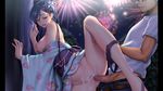  blue_hair brown_hair censored cg clothed_sex creampie cum dmm doggy_style exhausted eyes_closed fireworks moan panties sex standing summer tokyo_exe_girls underwear yukata 