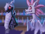  2016 alcohol anthro bar beverage blush digital_media_(artwork) dmann892 dragon duo fizzle_(mlp) flirting friendship_is_magic male male/male my_little_pony red_eyes relight 