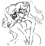  2girls back bare_shoulders blush breast_press breasts earrings eyes_closed female jewelry kiss long_hair love mario_(series) monochrome multiple_girls nintendo nude ponytail princess_daisy princess_peach super_mario_bros. super_mario_land symmetrical_docking yuri 