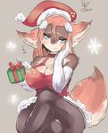  artist_request christmas_hat dog furry green_eyes long_hair package red_hair 