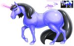  2016 absurd_res big_butt black_hair blue_lips butt equine female feral hair hi_res hooves horn horse lips long_hair looking_at_viewer magic mammal pink_eyes smile solo standing unicorn walter_sache 