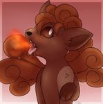  brown_eyes brown_fur brown_hair drooling feral fire fur hair looking_at_viewer multi_tail nintendo open_mouth paws pok&eacute;mon rainypaws saliva simple_background teeth tongue video_games vulpix 