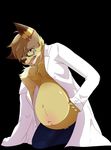  anthro canine clothing coyote eyewear glasses gratisaritor lab_coat male male_pregnancy mammal pants pregnant solo vial zerohym 