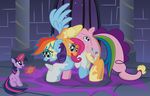  2012 absurd_res ahrimatt applejack_(mlp) chimera cutie_mark duo equine feathered_wings feathers female feral fluttershy_(mlp) friendship_is_magic fur hair hi_res horn hybrid inside magic mammal multicolored_hair my_little_pony pinkie_pie_(mlp) rainbow_dash_(mlp) rarity_(mlp) scroll twilight_sparkle_(mlp) unicorn what_has_science_done wings 