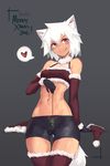  :q abs absurdres animal_ears ass_visible_through_thighs bike_shorts blush christmas covered_nipples deel_(rkeg) detached_sleeves gloves grey_background heart highres marinya midriff mistletoe naughty_face navel original simple_background solo spoken_heart tail thigh_gap thighhighs toned tongue tongue_out wide_hips 