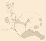  ampharos anthro bra butt clothing female looking_at_viewer monochrome nintendo pok&eacute;mon solo thick_thighs underwear vexstacy video_games 