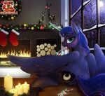  2016 animal_genitalia animal_pussy anus bedroom_eyes blue_eyes blue_feathers blue_fur blue_hair blush butt candle candy christmas christmas_lights cutie_mark equine equine_pussy feathered_wings feathers female feral fire fireplace food friendship_is_magic full_moon fur hair half-closed_eyes holidays horn licking log looking_at_viewer looking_back magic mammal moon my_little_pony night open_mouth princess_luna_(mlp) pussy sculpture seductive selenophile solo statue tongue tongue_out tree window winged_unicorn wings winter wood 