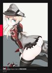  anchor_hair_ornament ass black_legwear blonde_hair green_eyes hair_ornament hat iron_cross kantai_collection kneeling low_twintails microskirt military military_hat military_uniform panties peaked_cap prinz_eugen_(kantai_collection) skirt solo souji thighhighs torn_clothes twintails underwear uniform white_panties 