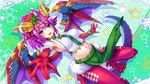  bare_shoulders breasts christmas claws dragon_girl dragon_horns dragon_tail dragon_wings elbow_gloves fur_trim gloves hair_ornament head_fins heterochromia highres horns large_breasts looking_at_viewer midriff navel necktie outstretched_arms pelvic_curtain purple_eyes purple_hair purple_wings puzzle_&amp;_dragons red_gloves red_legwear samoore shadow shirt sideboob snowflakes solo sonia_(p&amp;d) star tail taut_clothes taut_shirt thighhighs wings yellow_eyes 