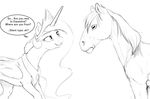  2016 crown duo english_text equine feathered_wings feathers female feral friendship_is_magic fur hair horn horse jewelry mammal monochrome my_little_pony necklace princess_celestia_(mlp) royalty silfoe simple_background text white_background winged_unicorn wings 