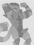  abs anthro anthrofied armpits balls erection feline flexing forge_(artist) humanoid_penis incineroar looking_at_viewer male mammal muscular nintendo nipples nude penis pok&eacute;mon pubes raised_arm retracted_foreskin sharp_teeth smile smirk solo teeth uncut video_games 