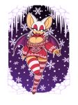  absolute_territory bat big_breasts breasts cleavage_cutout clothing eyeshadow female keyhole_turtleneck legwear looking_at_viewer makeup mammal omegasunburst open_mouth panties rouge_the_bat snow solo sonic_(series) striped_legwear striped_thigh_highs stripes sweater underwear wings 