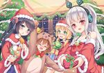  animal_costume ann_(krt_girls) antlers bare_shoulders bell black_hair blonde_hair blue_eyes blush brown_hair bucket bucket_of_chicken capelet chicken_(food) christmas christmas_tree closed_eyes emilia_(krt_girls) fang food fur_trim gift green_eyes hair_ornament hat krt_girls long_hair looking_at_viewer multiple_girls nana_(krt_girls) open_mouth red_eyes santa_costume santa_hat shimokirin twintails xiao_qiong 