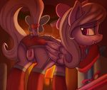  2016 atmosseven blush butt christmas clitoris clothed clothed_feral clothing cutie_mark dock equine feathered_wings feathers female feral flitter_(mlp) friendship_is_magic hair hair_bow hair_ribbon hi_res holidays inside long_hair mammal my_little_pony pegasus pussy pussy_juice raised_tail ribbons solo wings 