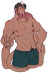  bulge clothing demon invalid_tag long_tongue male multi_arm multi_limb multi_tongue prehensile_tail shorts spikes the-narutoshi tongue tongue_out tsume87 