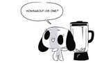  animate_inanimate blender_(disambiguation) canine dialogue dog english_text eyelashes female gats greyscale mammal monochrome nintendo nintendo_switch solo speech_bubble switch_dog text video_games 