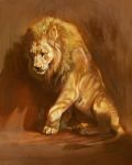 2018 digital_media_(artwork) feline feral lion male mammal pantherine simple_background sitting solo tamberella 