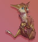  blue_eyes brown_fur canine coyote feral fur mammal nude paws pink_background simple_background sitting solo zenirix 