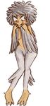  2012 avian blush feathered_wings feathers featureless_crotch female harpy humanoid inkyfrog nude simple_background smile solo standing talons white_background wings 