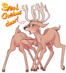  2016 antlers blush cervine cum cumshot dotkwa ejaculation english_text fellatio female feral feral_on_feral green_eyes horn licking male male/female mammal open_mouth oral orgasm orgasm_face penis penis_lick reindeer sex simple_background standing teats text tongue tongue_out vein veiny_penis white_background 