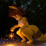  anthro ashnar breasts brown_hair female fur hair mammal nipples nude sam_(ashnar) solo yellow_fur 