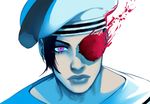  blue_lipstick food fruit hat jojo_no_kimyou_na_bouken jojolion kira_yoshikage_(jojolion) lips lipstick makeup male_focus one_eye_covered rokakaka sailor_hat solo tariah_furlow 