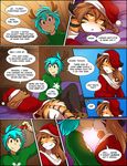  blue_hair christmas clothed clothing comic emglish_text feline flora_(twokinds) fur hair holidays human keidran mammal text tiger tom_fischbach trace_legacy twokinds 