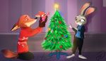  2016 anthro canine christmas disney female fox fur holidays judy_hopps lagomorph male mammal nick_wilde rabbit trashasaurusrex zootopia 