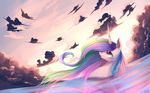  cloud day detailed_background equine eyelashes female feral friendship_is_magic fur gianghanez2880 hair horn mammal multicolored_hair my_little_pony outside pink_eyes princess_celestia_(mlp) sky smile solo unicorn white_fur 
