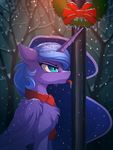  2016 annoyed blue_eyes blue_fur blue_hair equine feathered_wings feathers female feral friendship_is_magic fur hair horn long_hair mammal my_little_pony outside princess_luna_(mlp) scarf snow solo tongue tongue_out winged_unicorn wings yakovlev-vad 