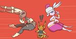  cosplay_pikachu feral fur lopunny mammal medicham mega_evolution mega_lopunny mega_medicham nintendo open_mouth pikachu pikachu_libre pok&eacute;mon promiscuousmaractus rodent video_games yellow_fur 